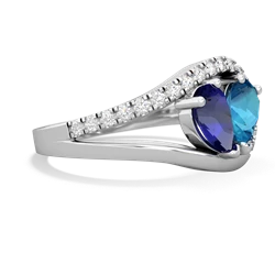 Lab Sapphire Nestled Heart Keepsake 14K White Gold ring R5650