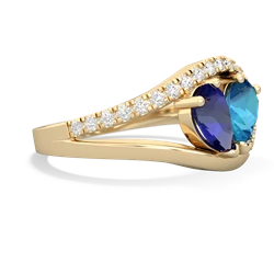 Lab Sapphire Nestled Heart Keepsake 14K Yellow Gold ring R5650