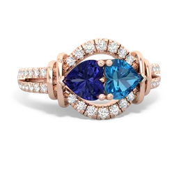 Lab Sapphire Art-Deco Keepsake 14K Rose Gold ring R5630