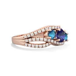 Lab Sapphire Three Stone Aurora 14K Rose Gold ring R3080