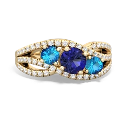 Lab Sapphire Three Stone Aurora 14K Yellow Gold ring R3080