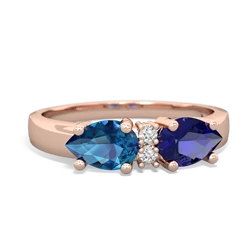 Lab Sapphire Pear Bowtie 14K Rose Gold ring R0865