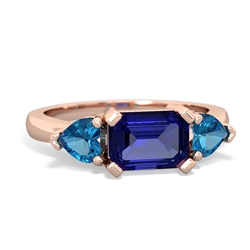 Lab Sapphire Three Stone 14K Rose Gold ring R5235