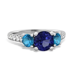 Lab Sapphire Pave Trellis 14K White Gold ring R5500