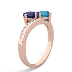 Lab Sapphire Channel Set Two Stone 14K Rose Gold ring R5303