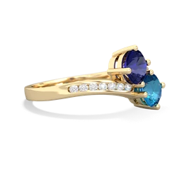 Lab Sapphire Channel Set Two Stone 14K Yellow Gold ring R5303