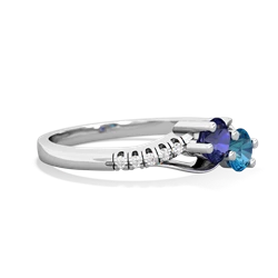 Lab Sapphire Infinity Pave Two Stone 14K White Gold ring R5285