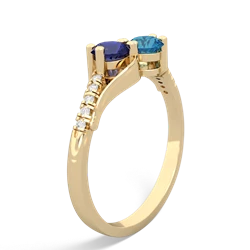 Lab Sapphire Infinity Pave Two Stone 14K Yellow Gold ring R5285