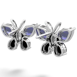 Lab Sapphire Butterfly 14K White Gold earrings E2215