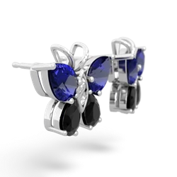 Lab Sapphire Butterfly 14K White Gold earrings E2215