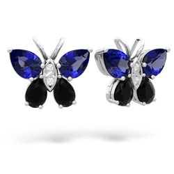 Lab Sapphire Butterfly 14K White Gold earrings E2215