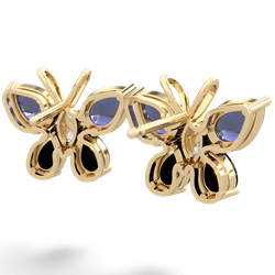 Lab Sapphire Butterfly 14K Yellow Gold earrings E2215