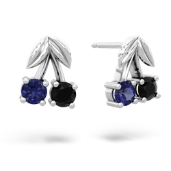 Lab Sapphire Sweet Cherries 14K White Gold earrings E7001