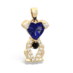 Lab Sapphire Puppy Love 14K Yellow Gold pendant P5800