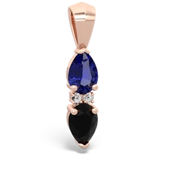 Lab Sapphire Bowtie Drop 14K Rose Gold pendant P0865