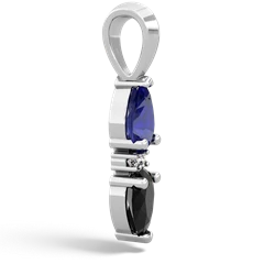 Lab Sapphire Bowtie Drop 14K White Gold pendant P0865