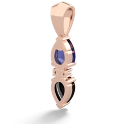 Lab Sapphire Bowtie Drop 14K Rose Gold pendant P0865