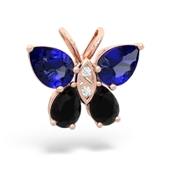 Lab Sapphire Butterfly 14K Rose Gold pendant P2215