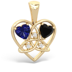 Lab Sapphire Celtic Trinity Heart 14K Yellow Gold pendant P5331