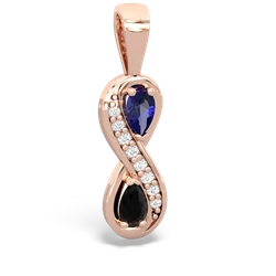 Lab Sapphire Diamond Infinity 14K Rose Gold pendant P5390