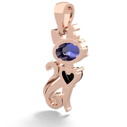 Lab Sapphire Kitten 14K Rose Gold pendant P5780