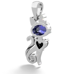 Lab Sapphire Kitten 14K White Gold pendant P5780