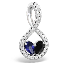 Lab Sapphire Pave Twist 'One Heart' 14K White Gold pendant P5360