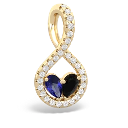 Lab Sapphire Pave Twist 'One Heart' 14K Yellow Gold pendant P5360