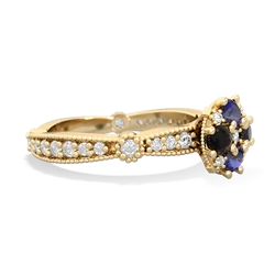 Lab Sapphire Sparkling Tiara Cluster 14K Yellow Gold ring R26293RD