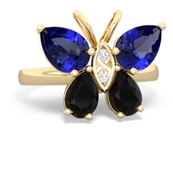 Lab Sapphire Butterfly 14K Yellow Gold ring R2215