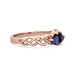 Lab Sapphire Heart To Heart Braid 14K Rose Gold ring R5870