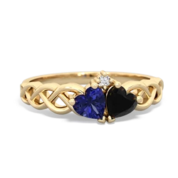 Lab Sapphire Heart To Heart Braid 14K Yellow Gold ring R5870
