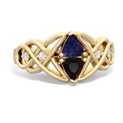 Lab Sapphire Keepsake Celtic Knot 14K Yellow Gold ring R5300