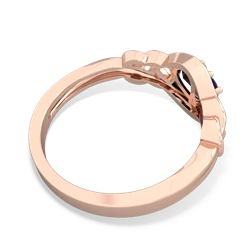 Lab Sapphire Celtic Love Knot 14K Rose Gold ring R5420