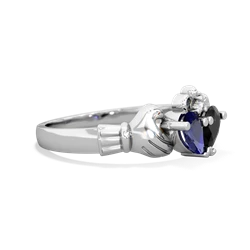 Lab Sapphire 'Our Heart' Claddagh 14K White Gold ring R2388