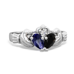 Lab Sapphire 'Our Heart' Claddagh 14K White Gold ring R2388