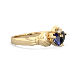 Lab Sapphire 'Our Heart' Claddagh 14K Yellow Gold ring R2388