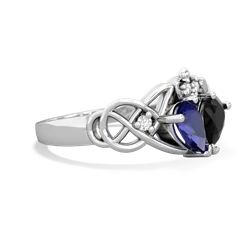 Lab Sapphire 'One Heart' Celtic Knot Claddagh 14K White Gold ring R5322