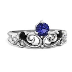 Lab Sapphire Crown Keepsake 14K White Gold ring R5740