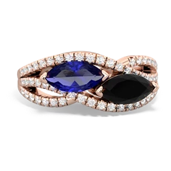 Lab Sapphire Diamond Rivers 14K Rose Gold ring R3070