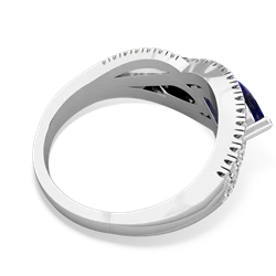 Lab Sapphire Diamond Rivers 14K White Gold ring R3070