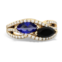 Lab Sapphire Diamond Rivers 14K Yellow Gold ring R3070