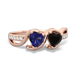 Lab Sapphire Side By Side 14K Rose Gold ring R3090