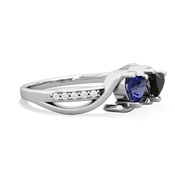 Lab Sapphire Side By Side 14K White Gold ring R3090