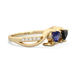 Lab Sapphire Side By Side 14K Yellow Gold ring R3090