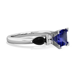 Lab Sapphire 6Mm Princess Eternal Embrace Engagement 14K White Gold ring C2002