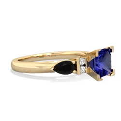 Lab Sapphire 6Mm Princess Eternal Embrace Engagement 14K Yellow Gold ring C2002