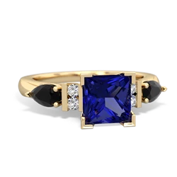 Lab Sapphire 6Mm Princess Eternal Embrace Engagement 14K Yellow Gold ring C2002