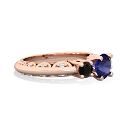 Lab Sapphire Art Deco Eternal Embrace Engagement 14K Rose Gold ring C2003