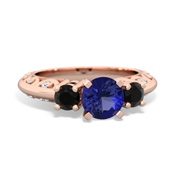 Lab Sapphire Art Deco Eternal Embrace Engagement 14K Rose Gold ring C2003